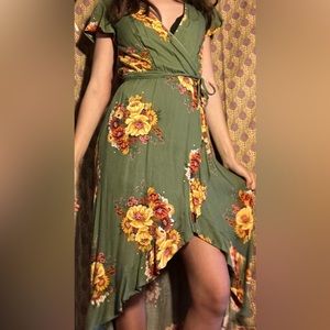 green floral dress